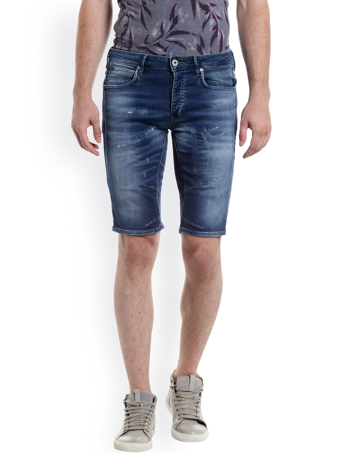 Buy Jack & Jones Men Blue Washed Denim Shorts Shorts for Men 1945643