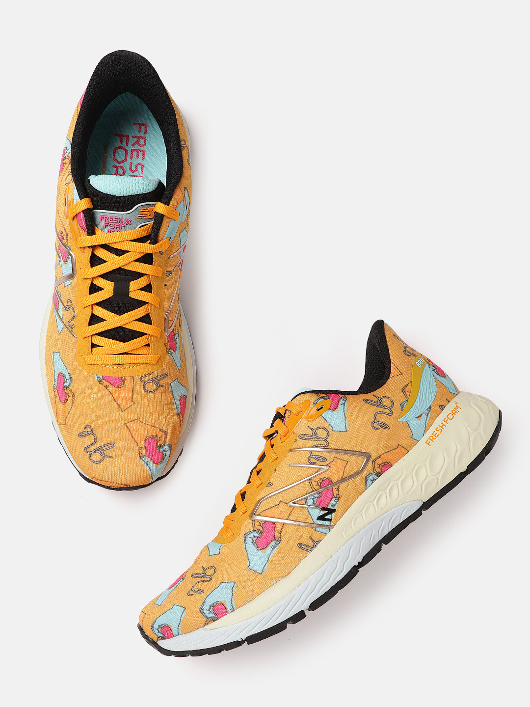 Buy New Balance Men Yellow & Blue Conversational Print Running Shoes