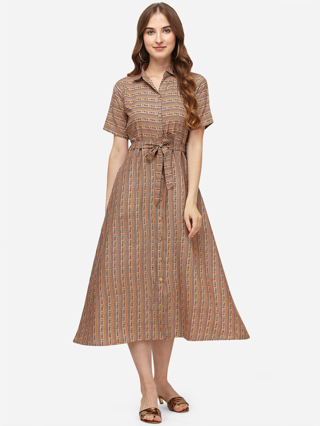 Buy GUFRINA Women Brown Shirt Midi Dress Dresses for Women 19465276 — free download
