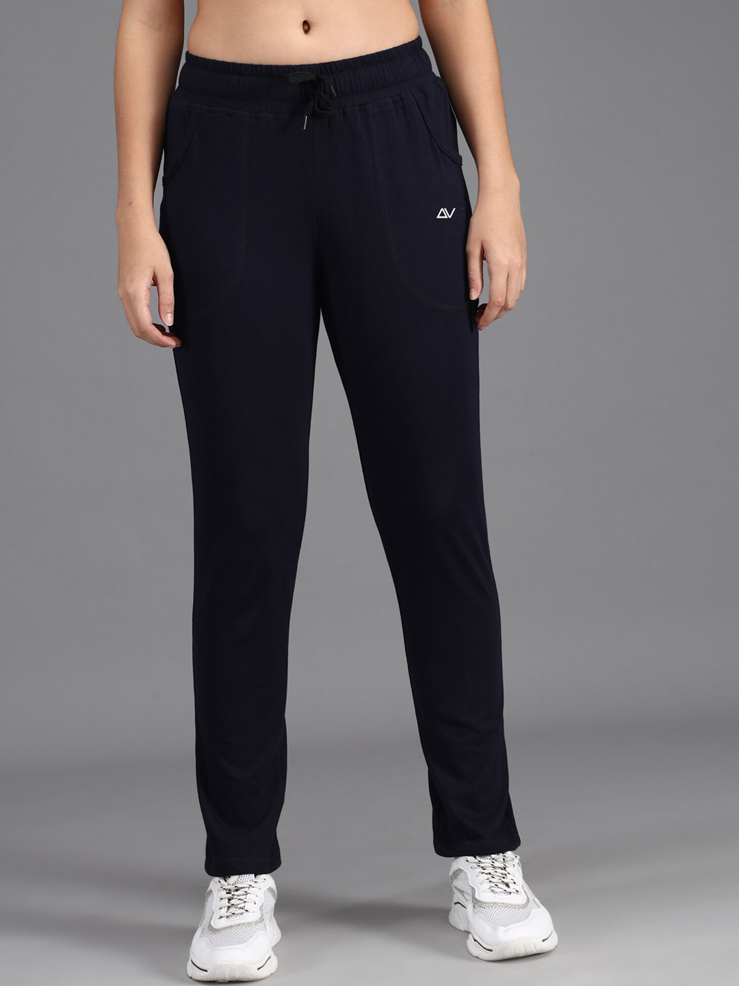 Buy ADDYVERO Women Navy Blue Solid Track Pants Track Pants for Women