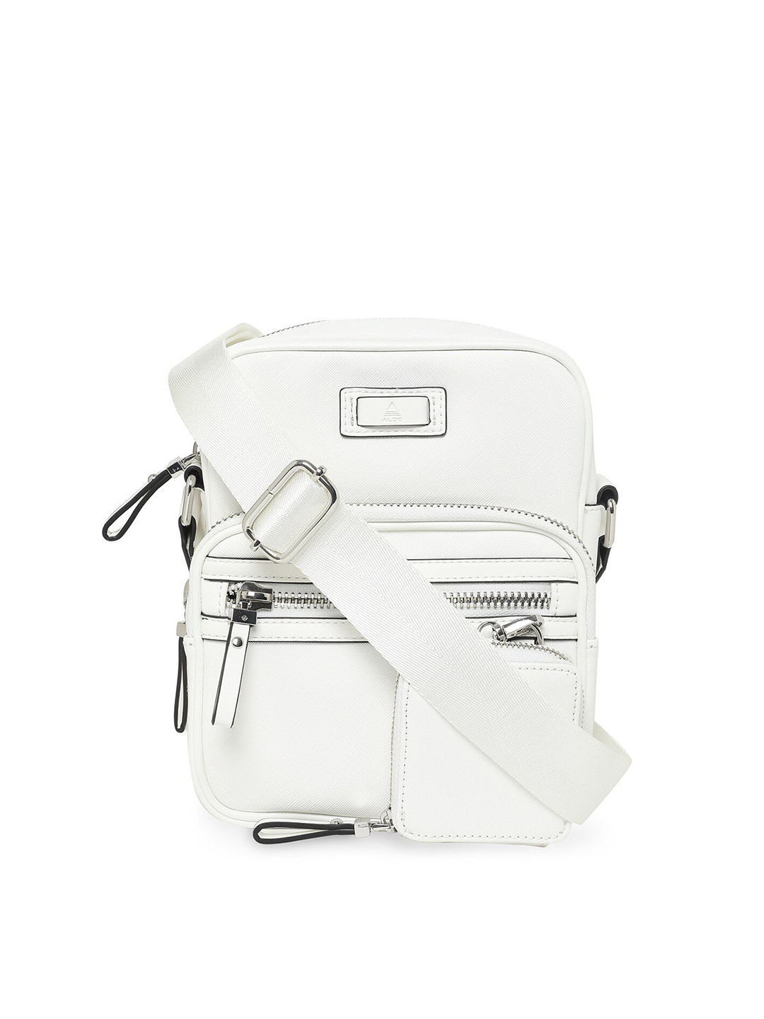 Buy ALDO Men White & Black Messenger Bag Messenger Bag for Men
