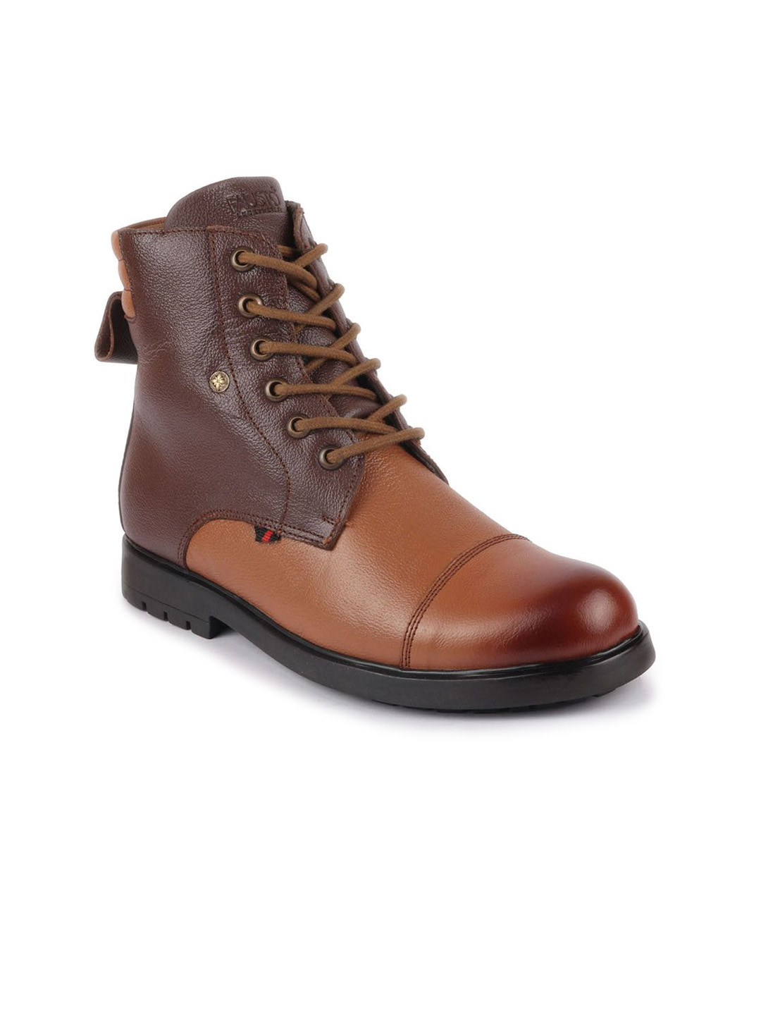 Buy FAUSTO Men Tan & Brown Colourblocked Leather Ankle Boots Boots for Men 19473410 Myntra
