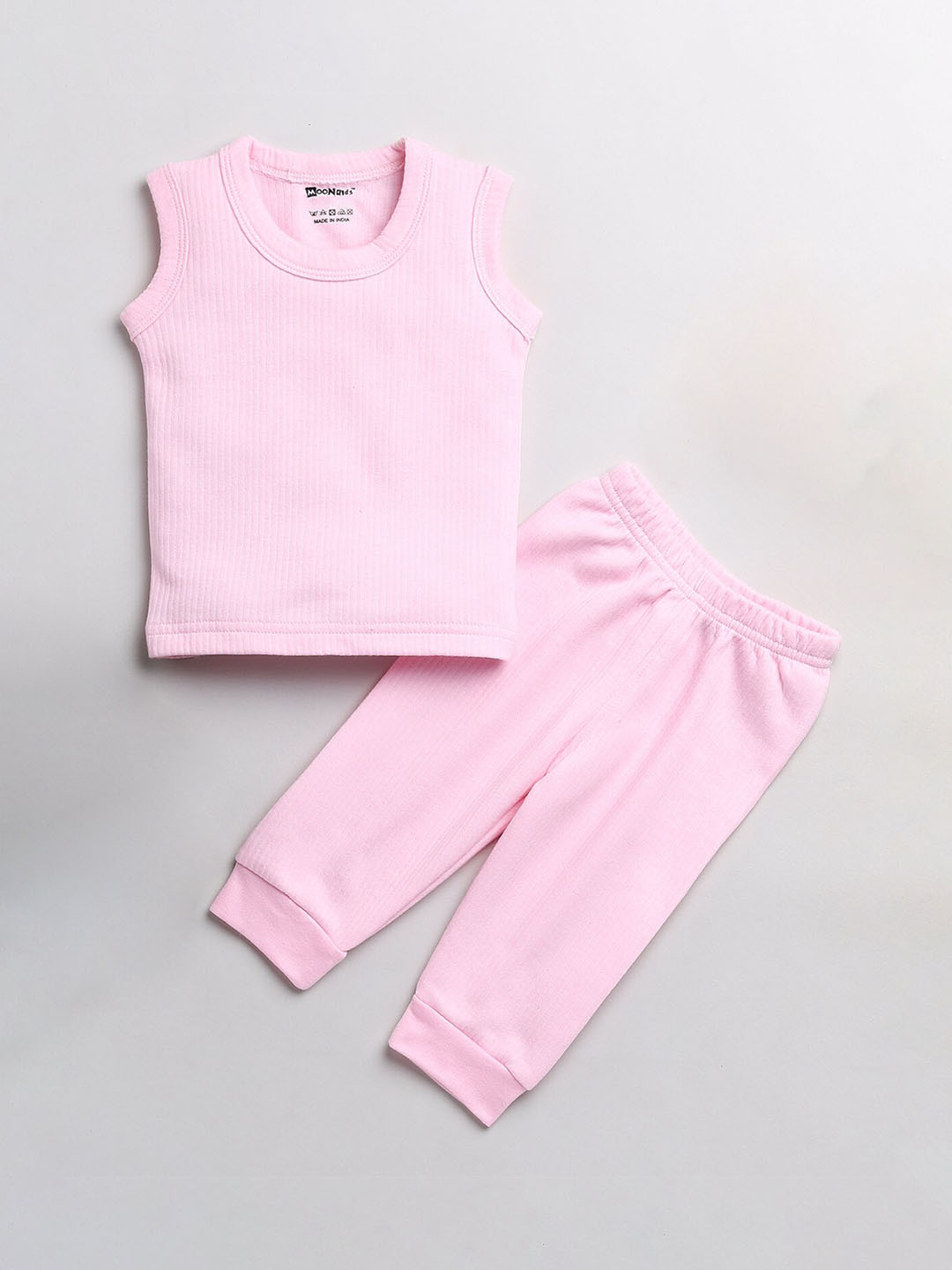 Buy MooNKids Infant Boys Pink Solid Cotton Thermal Set Thermal Set