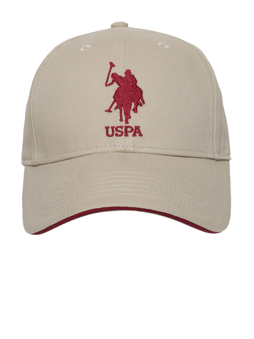 Buy U S Polo Assn Men Beige & Maroon Embroidered Baseball Cap Caps