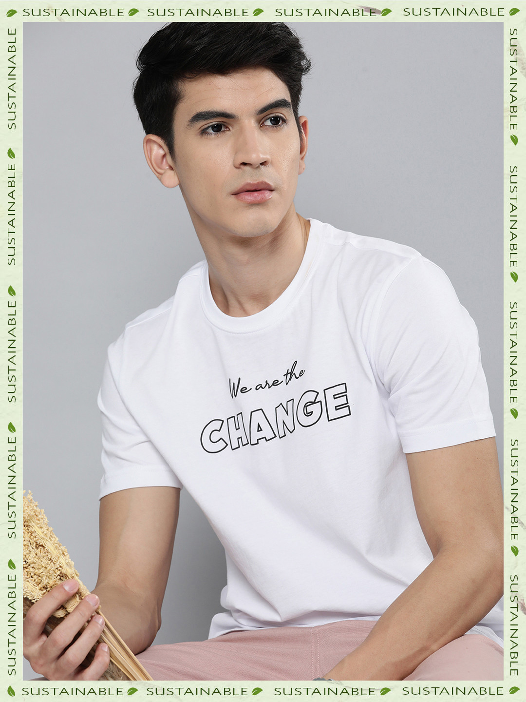 Buy HERE&NOW Men White & Black Typography Printed Pure Fairtrade Cotton ...