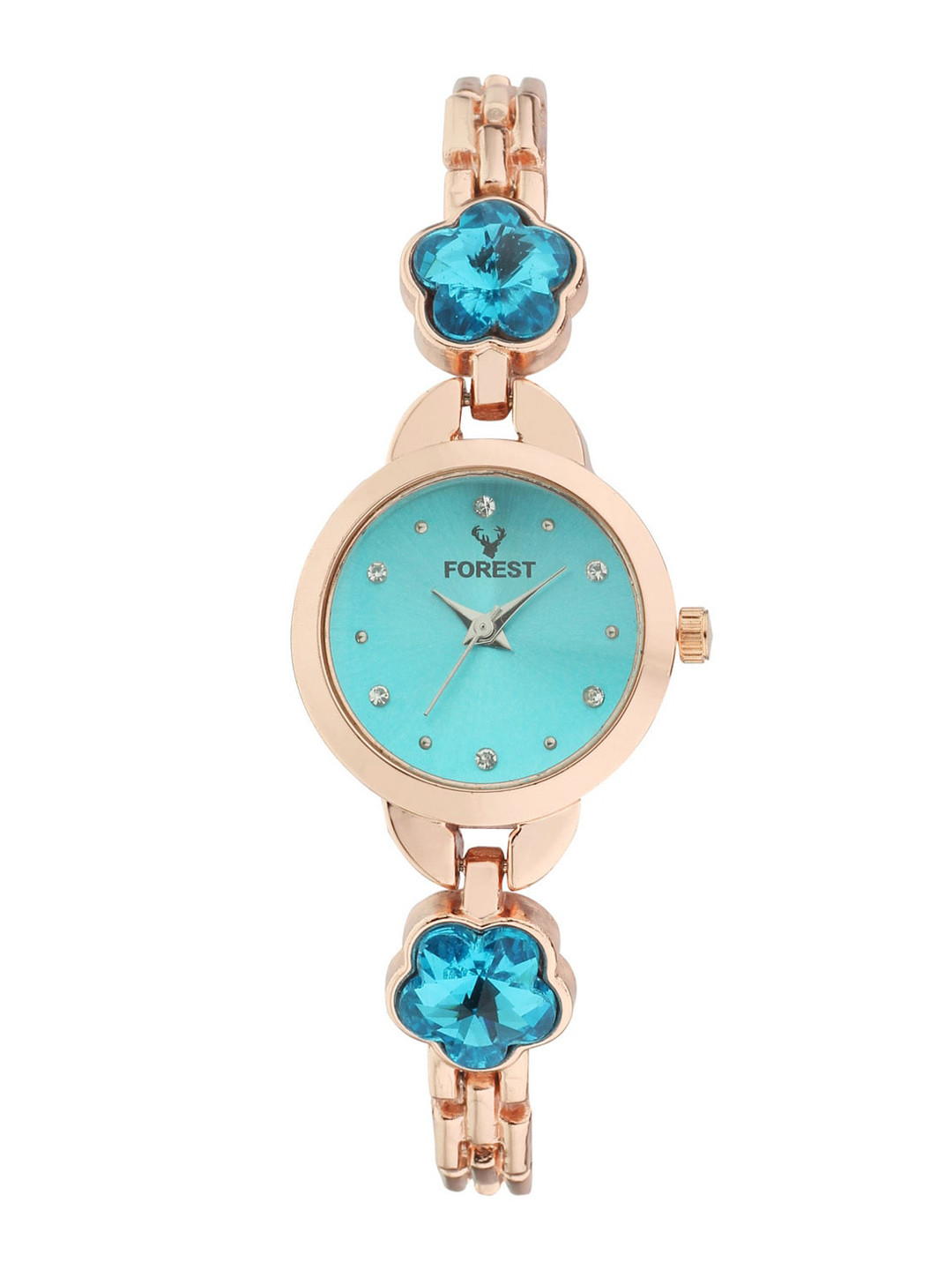 Buy Hobforestessentials Women Blue Dial & Rose Gold Straps Analogue Watch FR22 207 RGBL