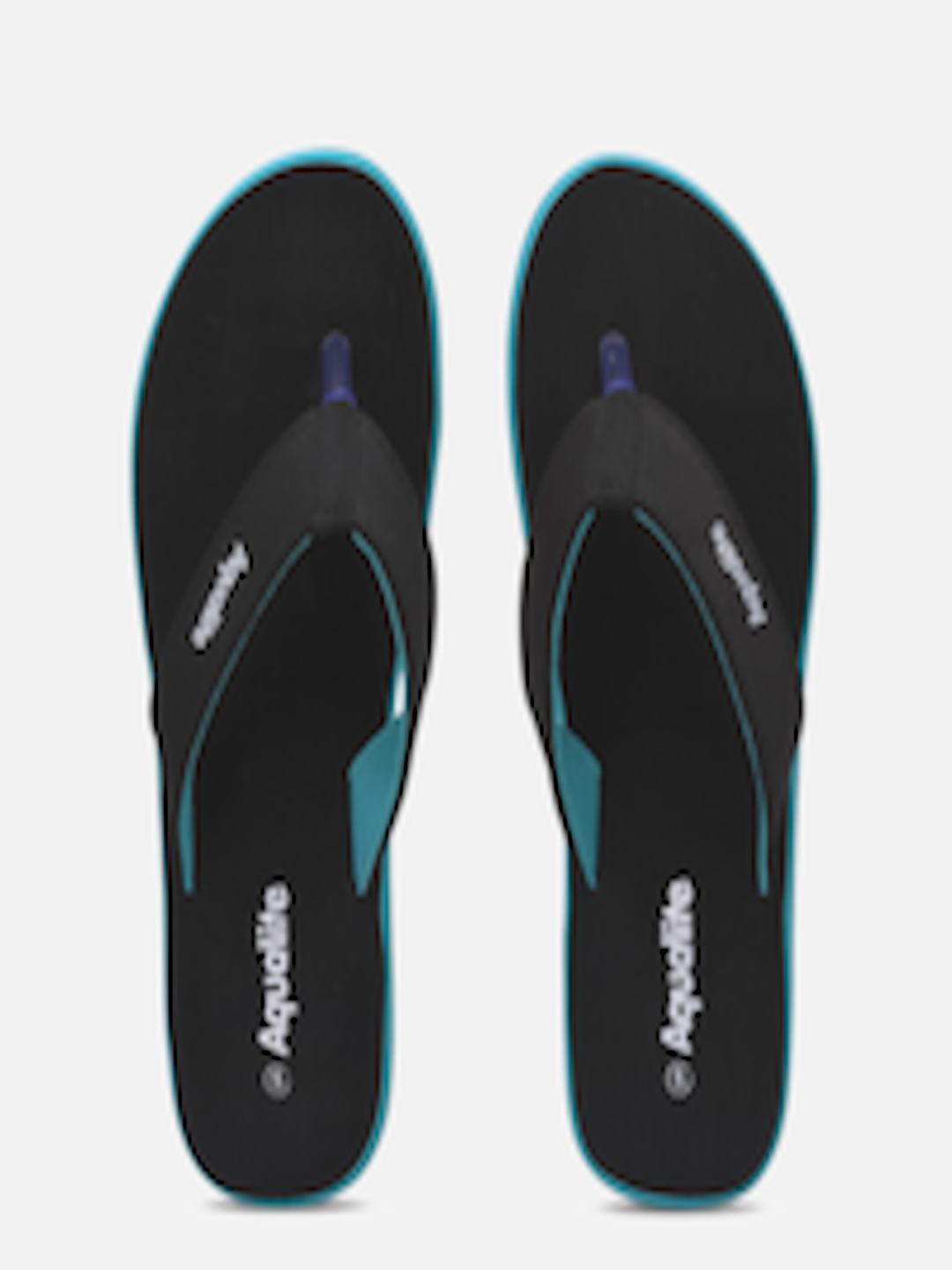 Buy Aqualite Women Black & Blue Printed Rubber Thong Flip Flops - Flip ...