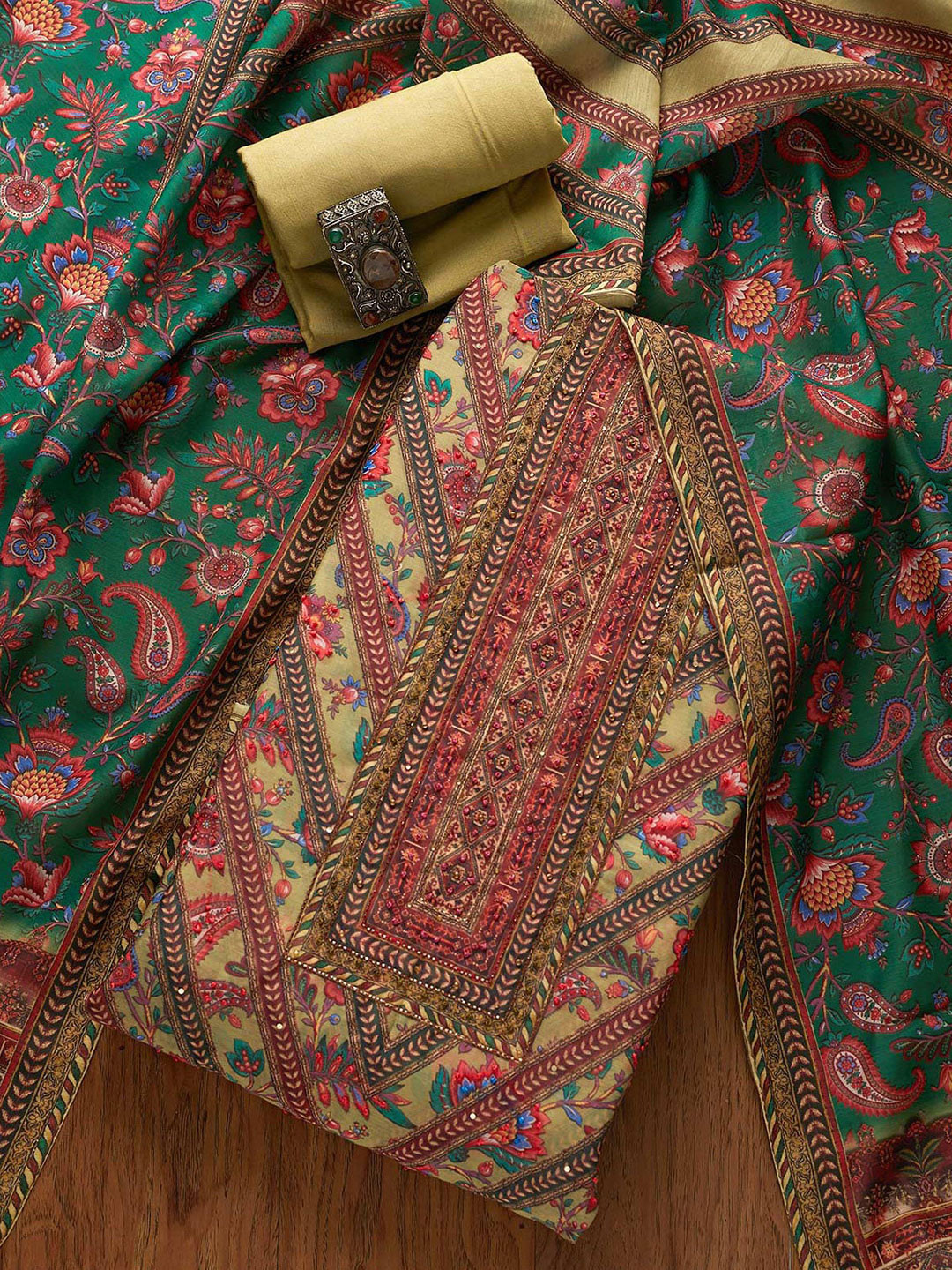 Buy Koskii Women Green Dress Material Dress Material for Women