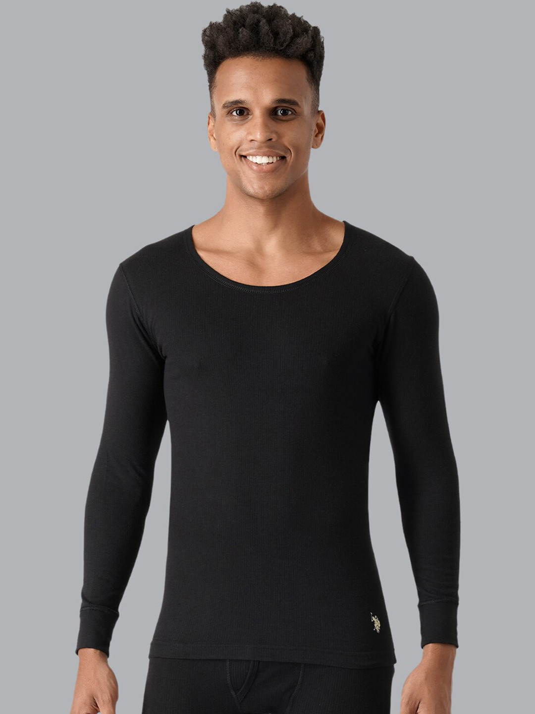 Buy U.S. Polo Assn. Men Black Solid Cotton Thermal Tops Thermal Tops
