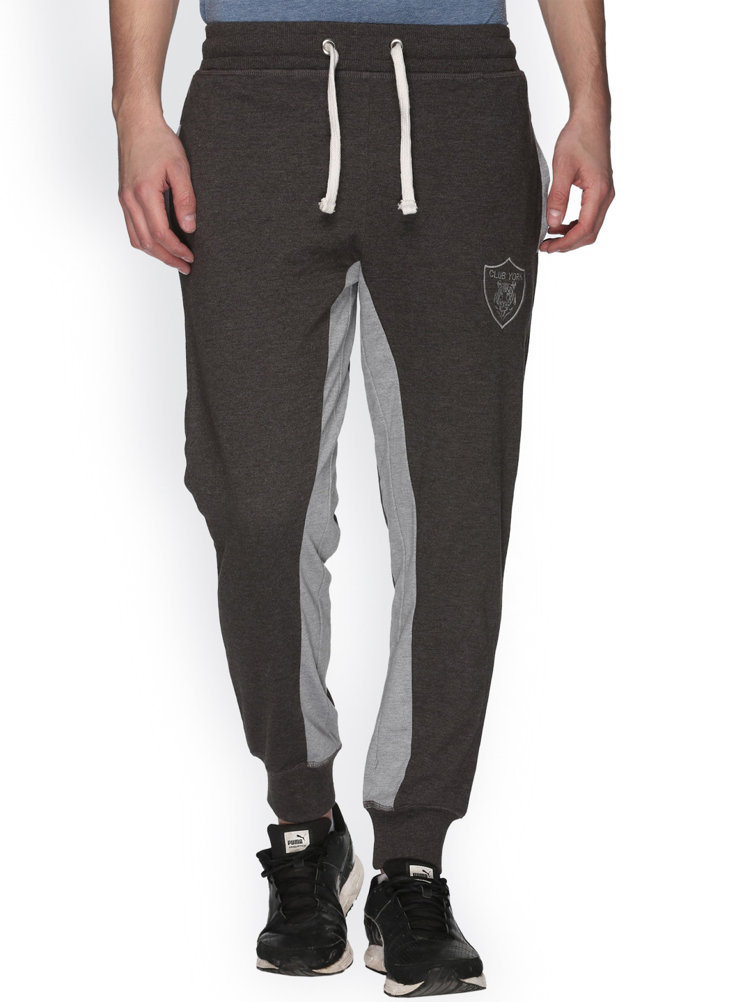 Buy Club York Grey Colourblocked Joggers Track Pants for Men 1948921