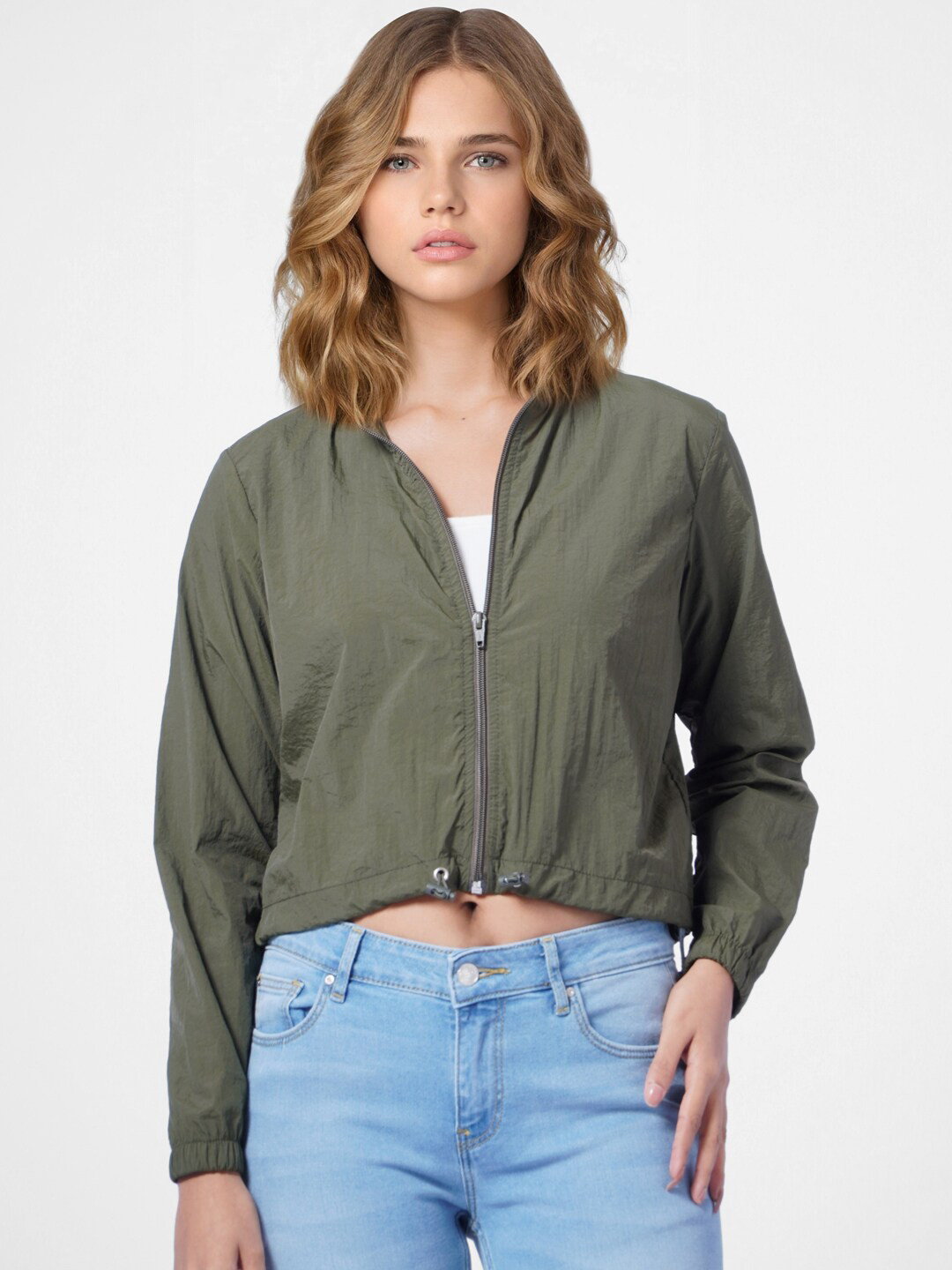 Buy ONLY Women Green Bomber Long Sleeves Tailored Jacket Jackets for