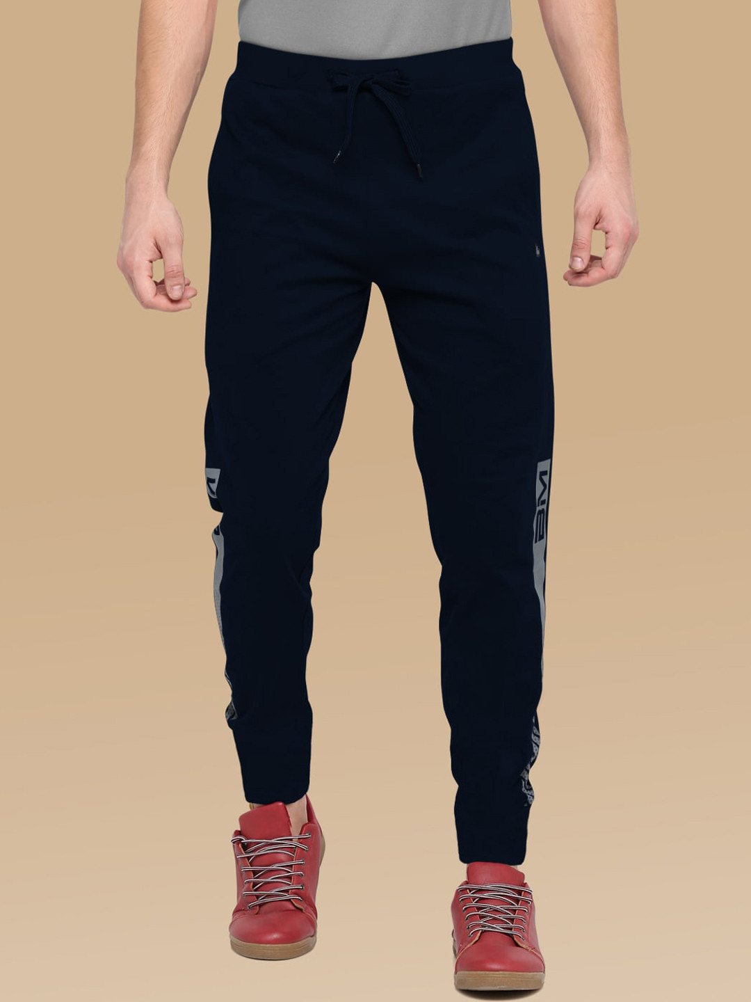 Buy BULLMER Men Navy Blue Brand Logo Printed Track Pants Track Pants
