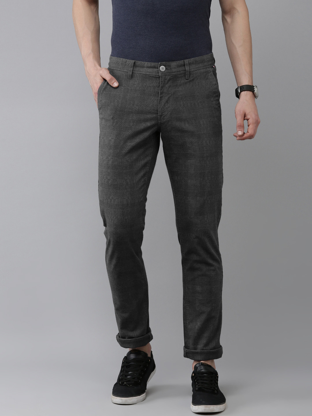 Buy Van Heusen Sport Men Slim Fit Mid Rise Regular Trousers - Trousers ...