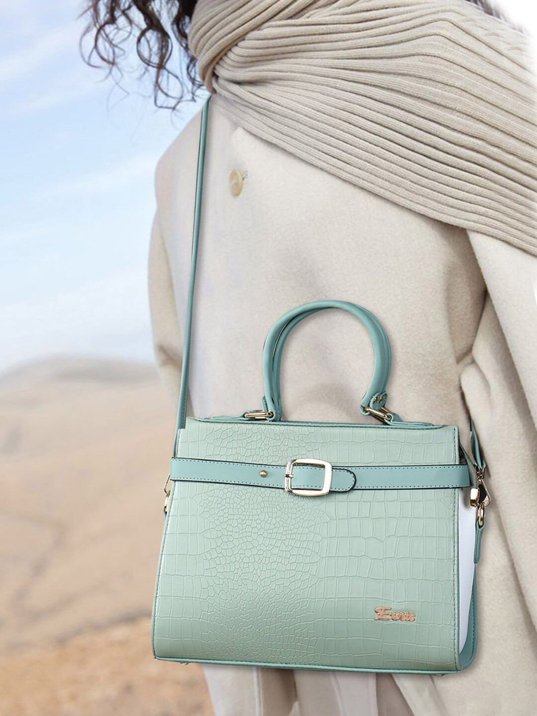 Buy Exotic Green PU Structured Handheld Bag Handbags for Women