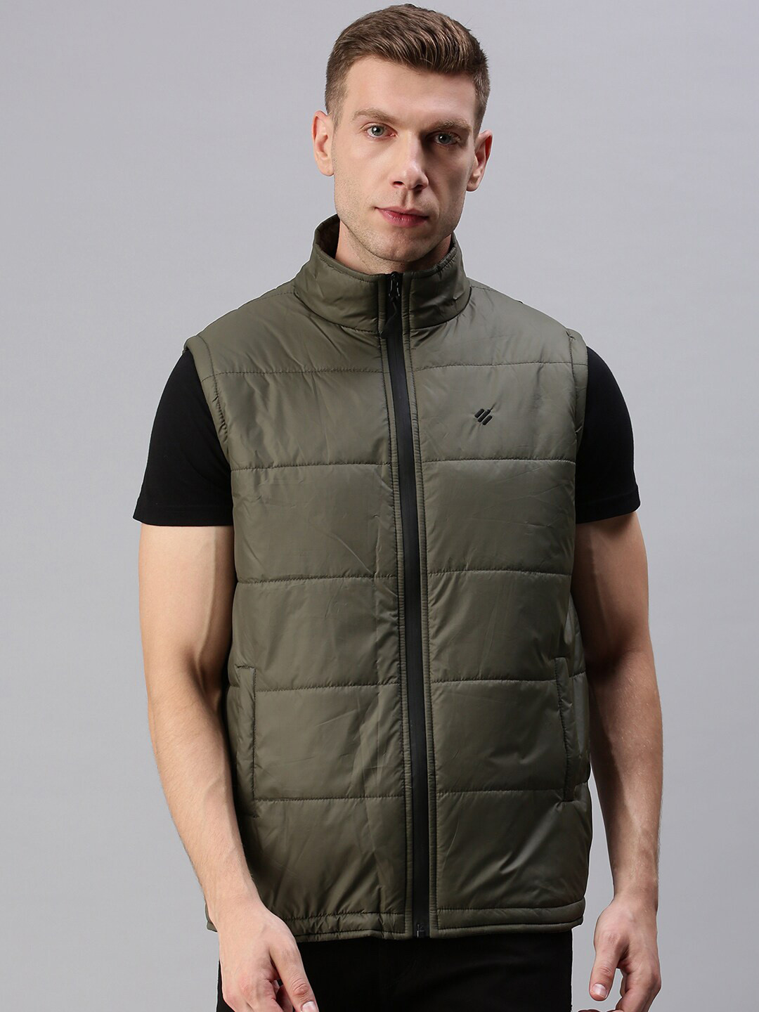 Buy ONN Men Olive Green Sleeveless Puffer Jacket Jackets for Men