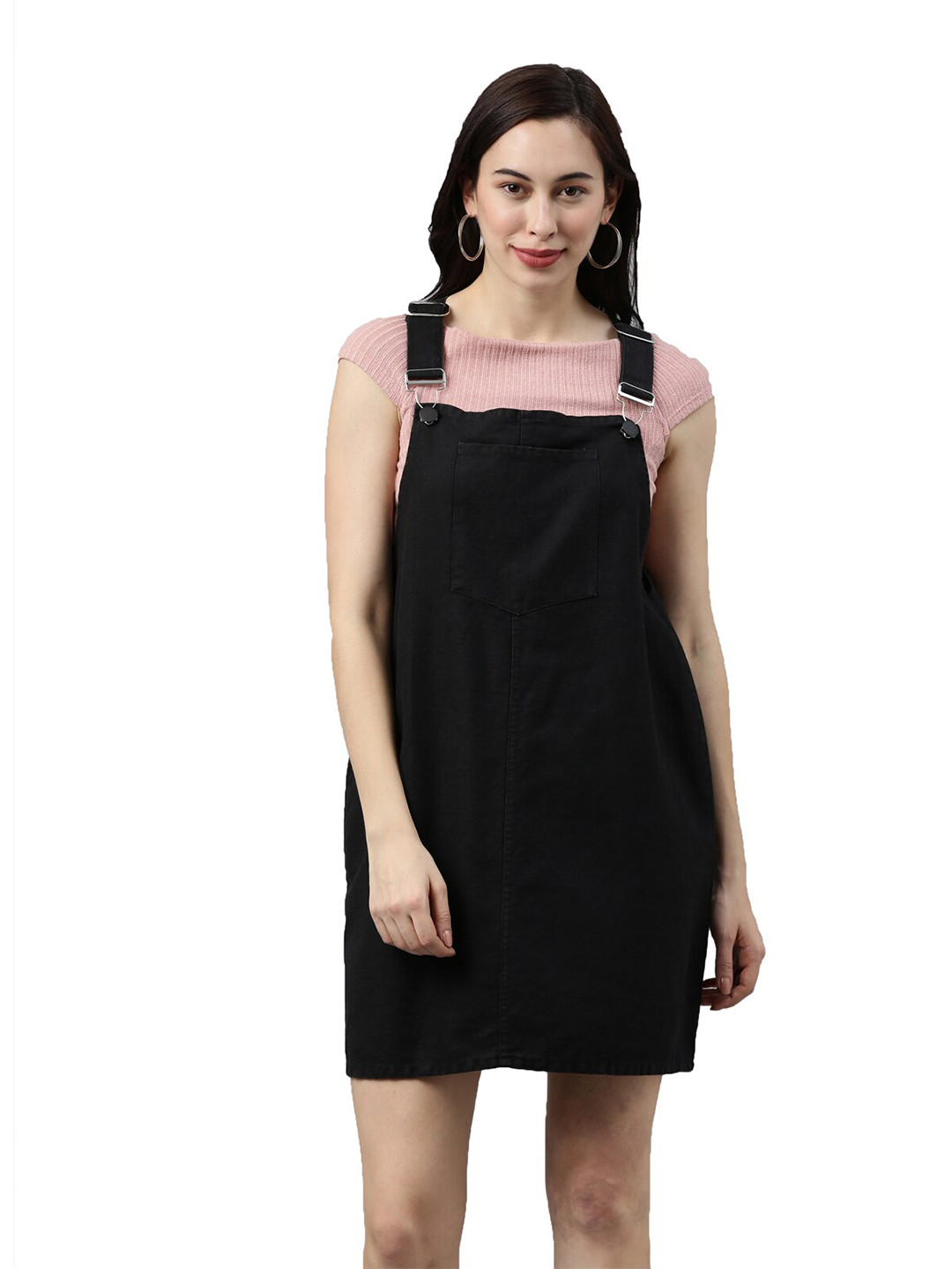 Buy ZHEIA Black Denim Pinafore Dress Dresses for Women 19497936 Myntra