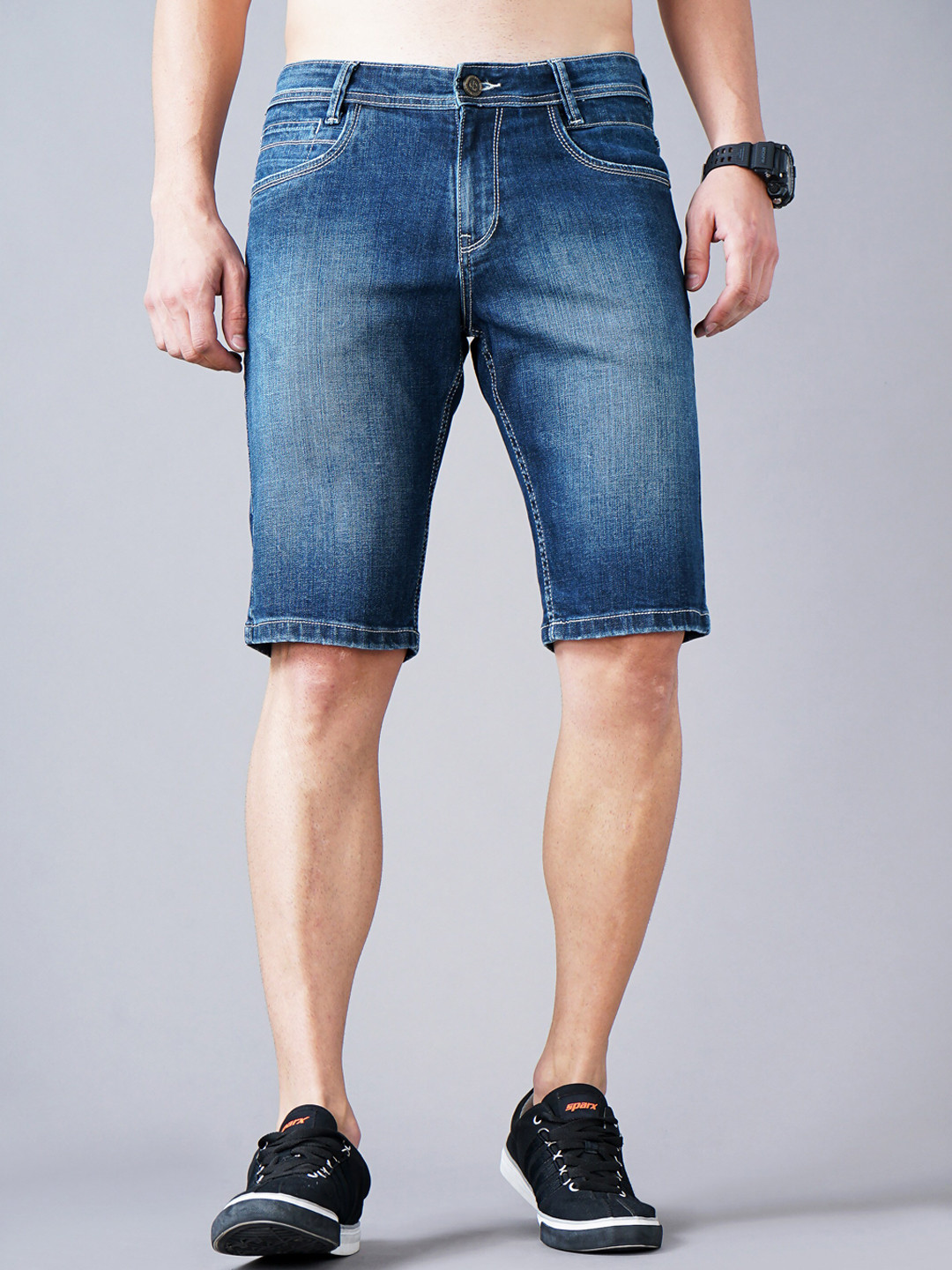 Buy Jean Cafe Men Blue Washed Slim Fit Denim Shorts Shorts for Men
