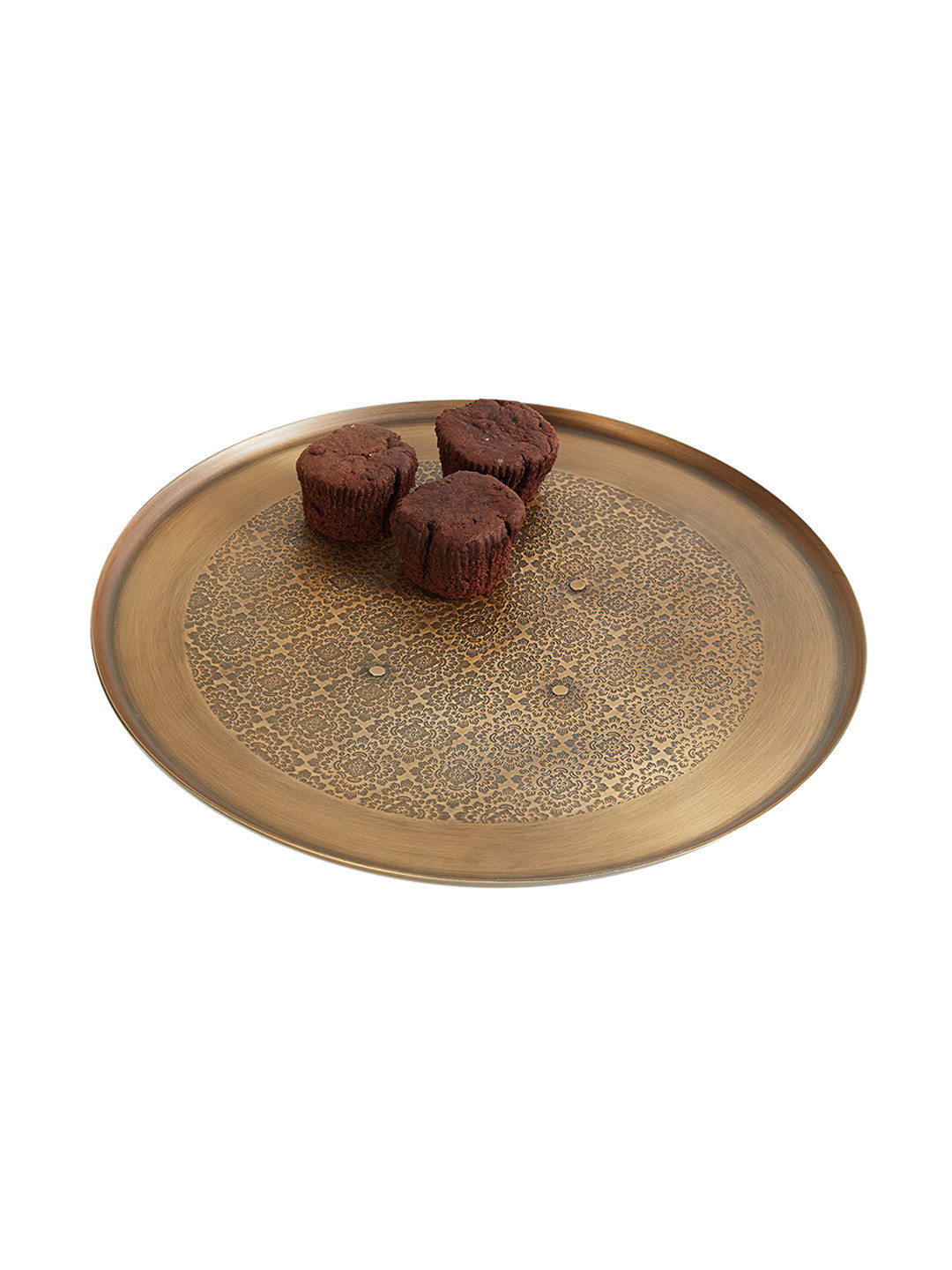 Buy Home Centre Gold Toned Solid Engraved Aluminium Round Lazy Susan