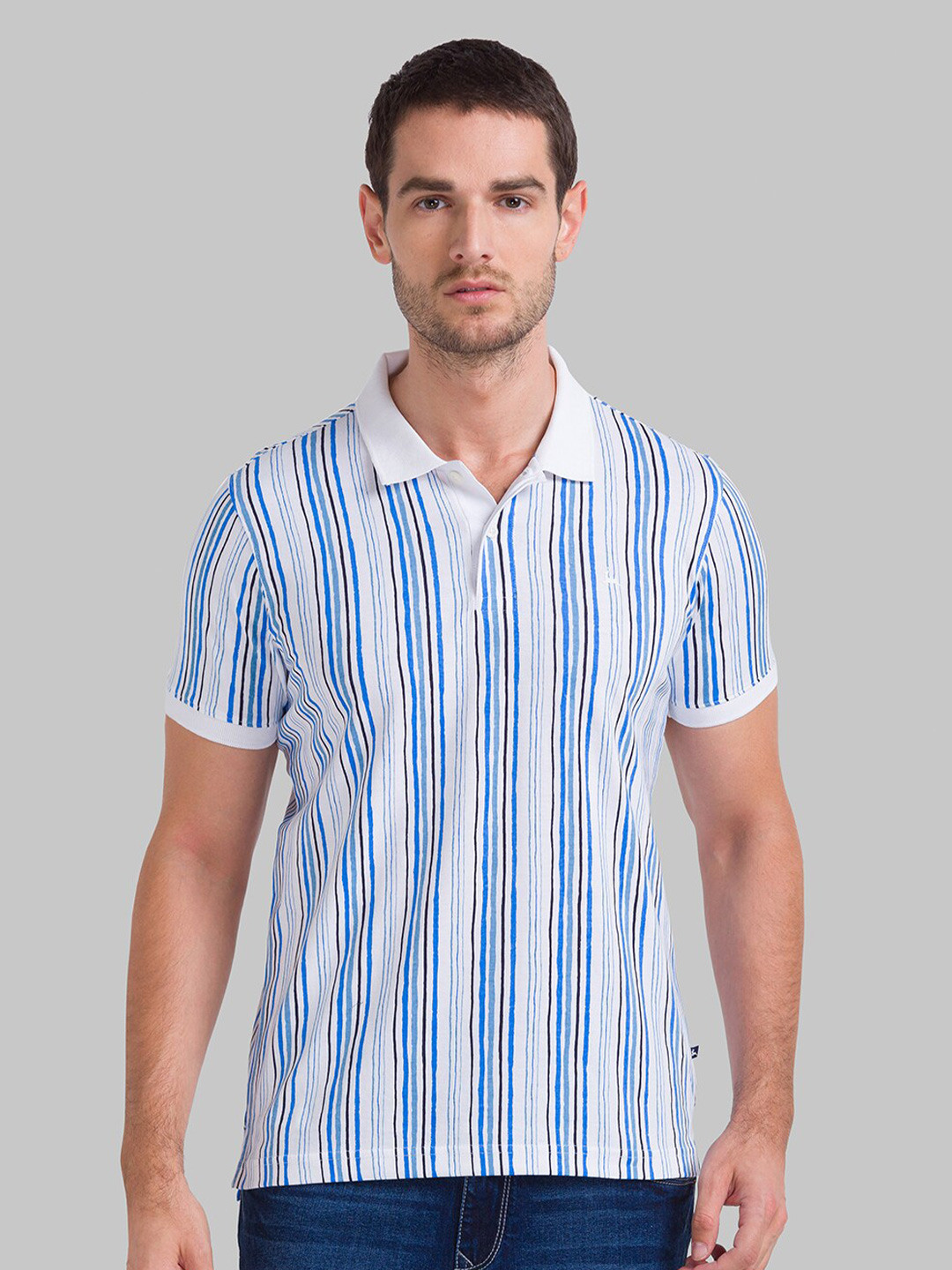 Buy Parx Men White Striped Polo Collar T Shirt - Tshirts for Men ...
