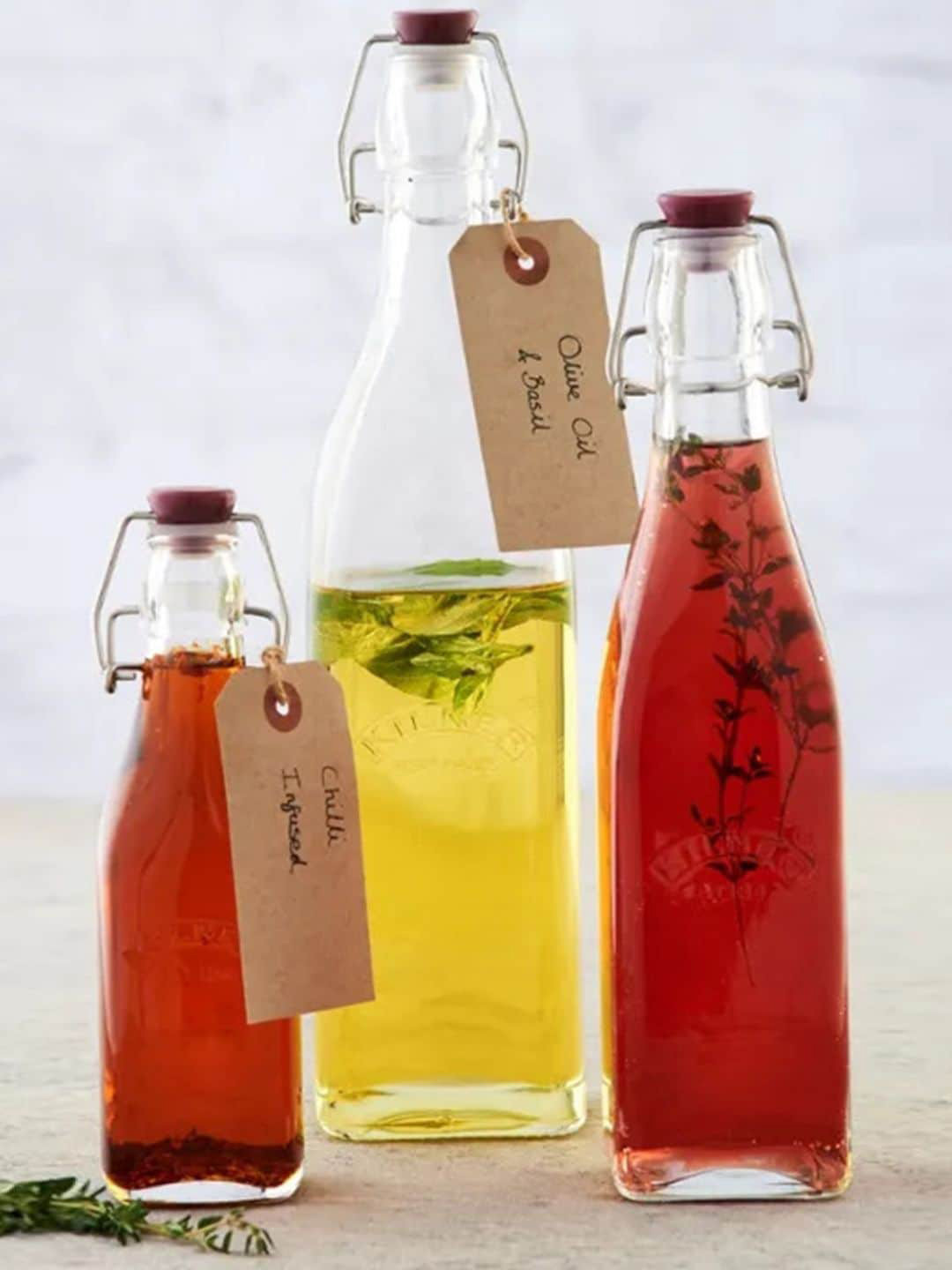 Buy KILNER Transparent Glass Dishwasher And Microwave Safe Bottle 1L Each Water Bottle for