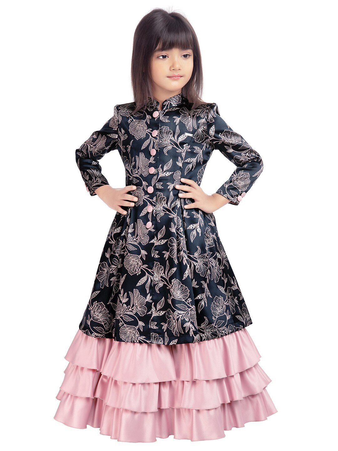 Buy Tiny Baby Blue Floral Satin Maxi Dress Dresses for Girls 19505782