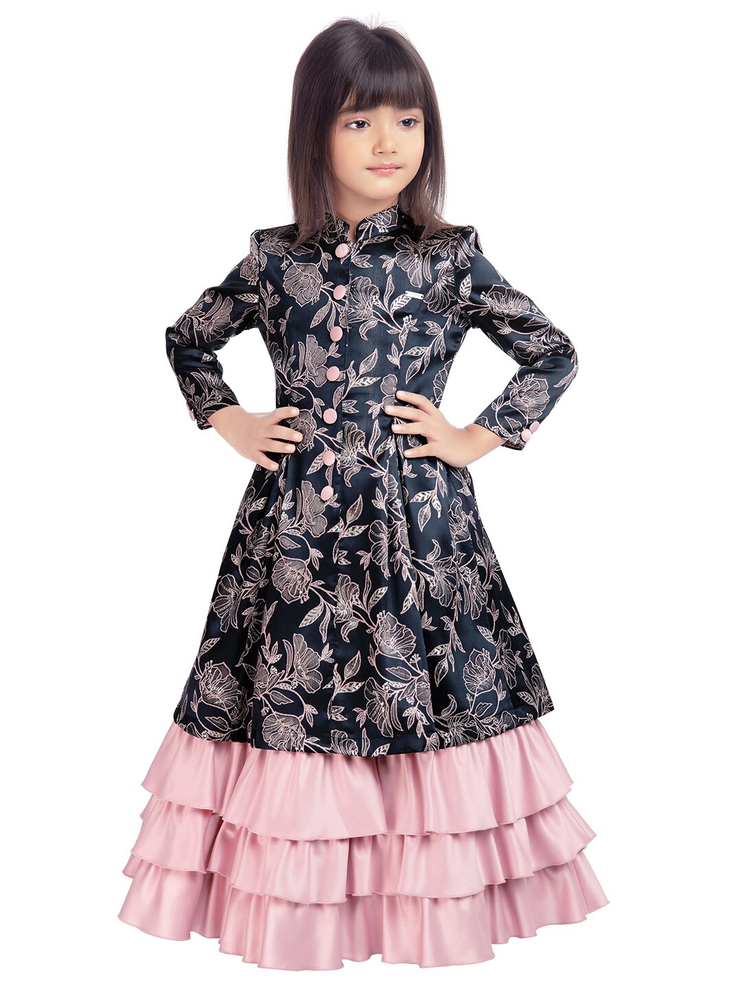 Buy Tiny Baby Blue Floral Satin Maxi Dress - Dresses for Girls 19505784 ...