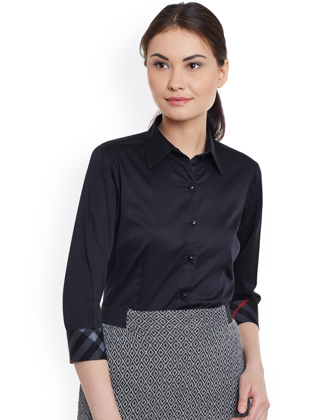 Buy Dazzio Women Black Smart Slim Fit Solid Shirt - Shirts for Women 1950802 | Myntra