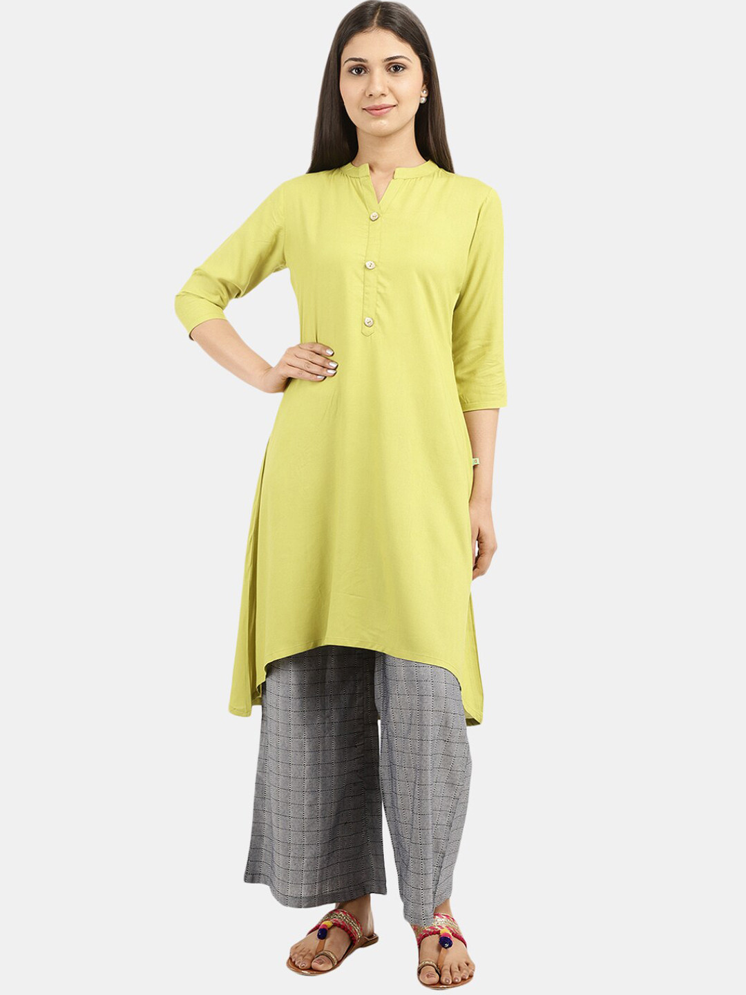 Phagun Women's Rayon Straight Kurti - 48 Inch Long, Mandarin Collar, Open Front Indian Tunic - View #9