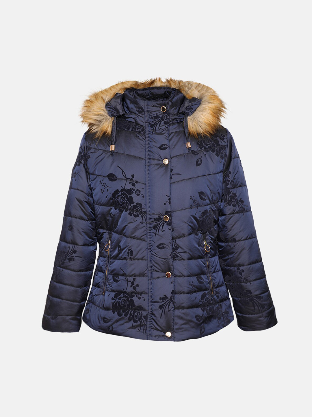 Buy LURE JUNIOR Girls Blue Floral Lightweight Longline Outdoor Puffer