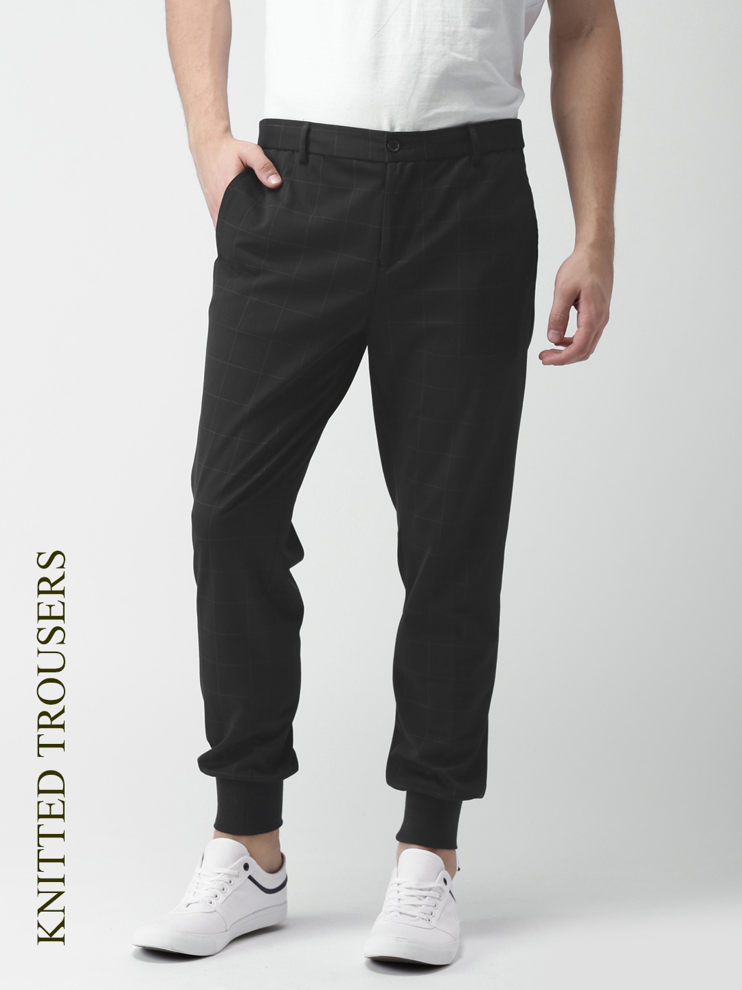 checked joggers mens