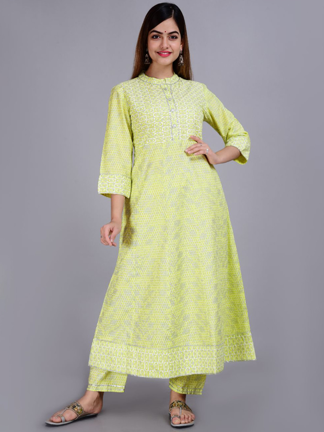 Women Green Ethnic Motifs Printed Kurta Set