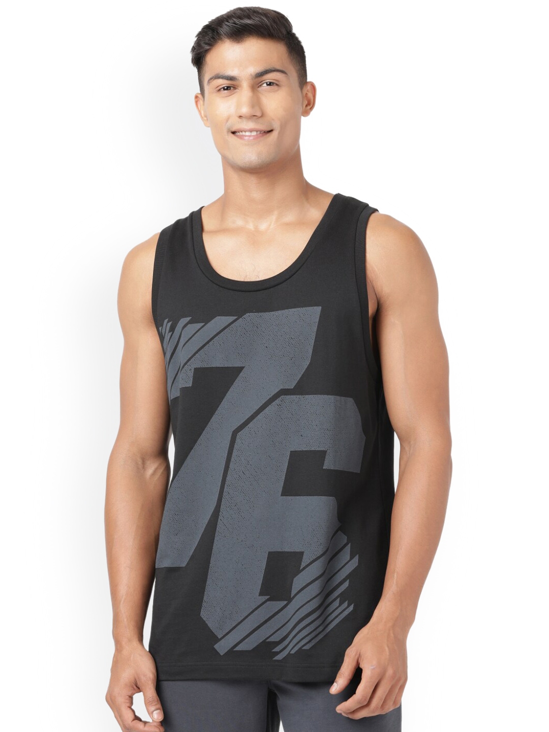 Buy Jockey Men Black Printed Sleeveless Tank Vest - Innerwear Vests for ...