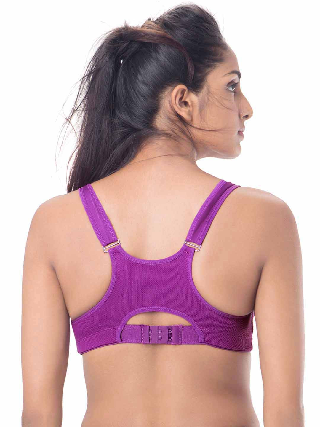 Buy PrettySecrets Purple Solid Non Wired Lightly Padded Sports Bra