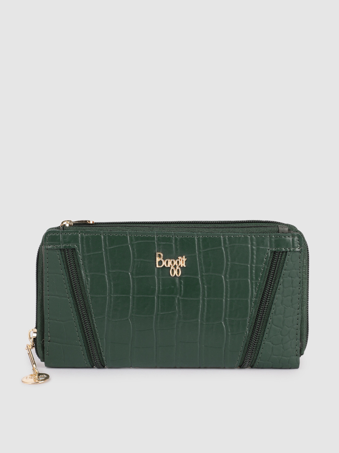Buy Baggit Women Green Croc Textured Zip Around Wallet - Wallets for ...