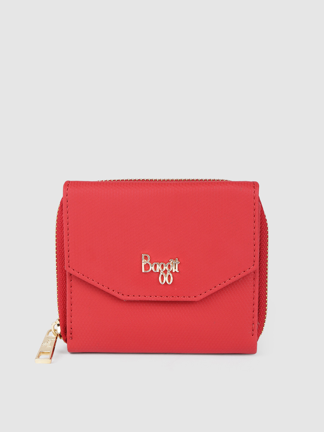 Buy Baggit Women Red Textured Three Fold Wallet - Wallets for Women ...