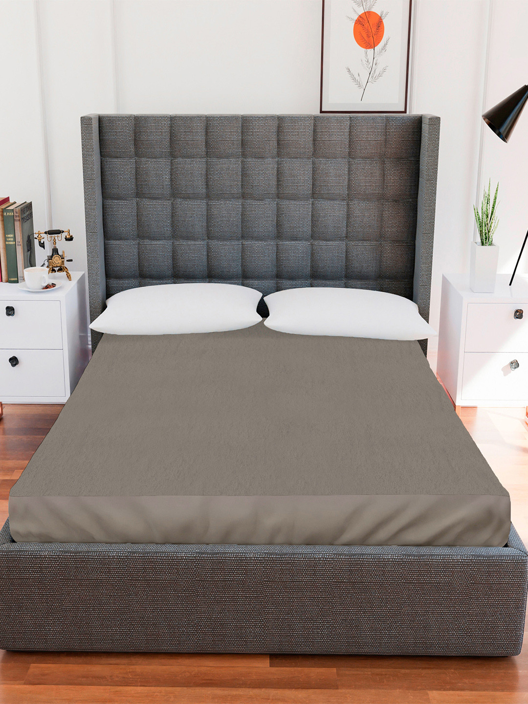 Buy AVI Grey Solid Double Size Waterproof Mattress Protector Mattress