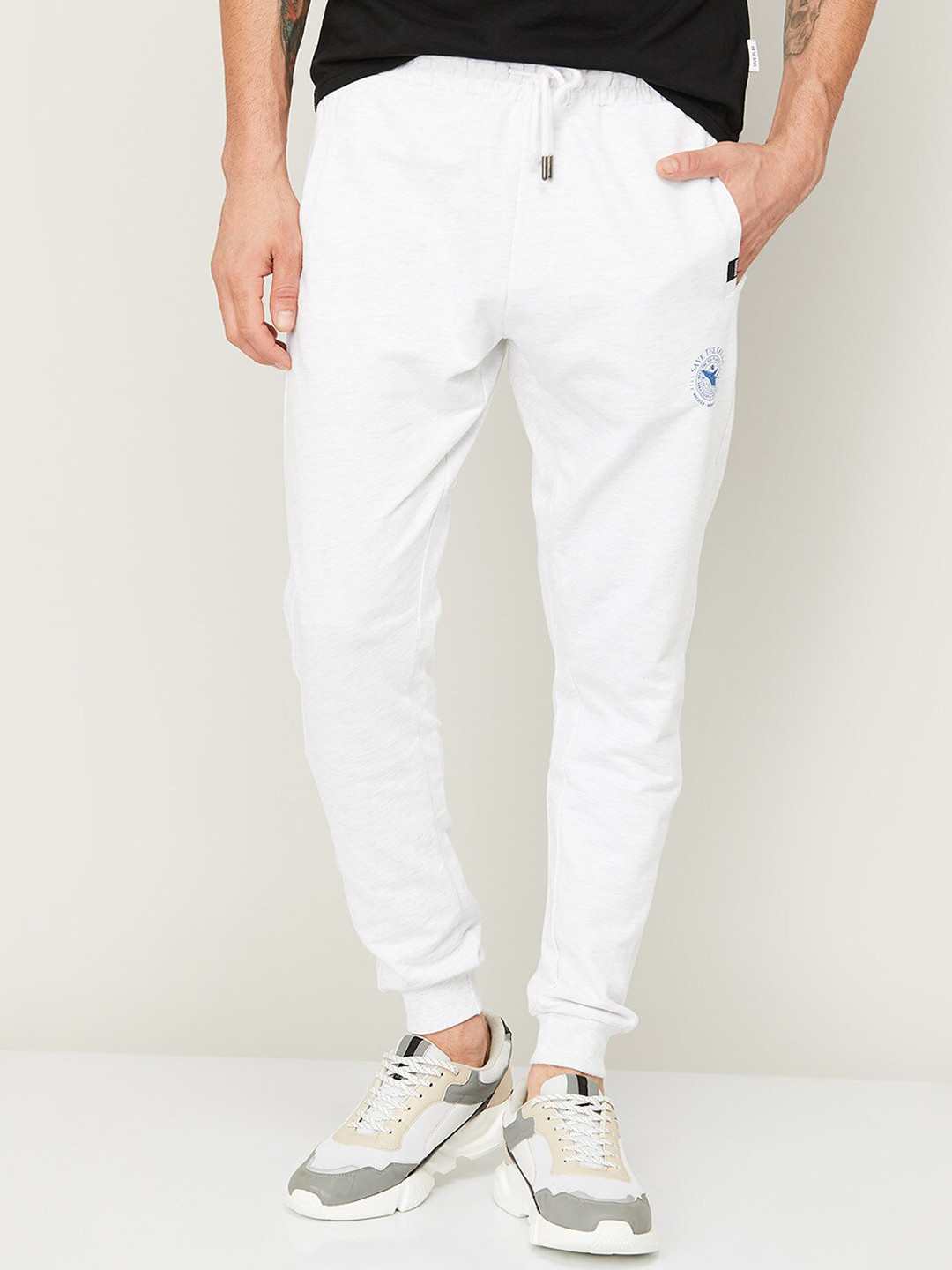 Buy Fame Forever By Lifestyle Men White Slim Fit Cotton Track Pants