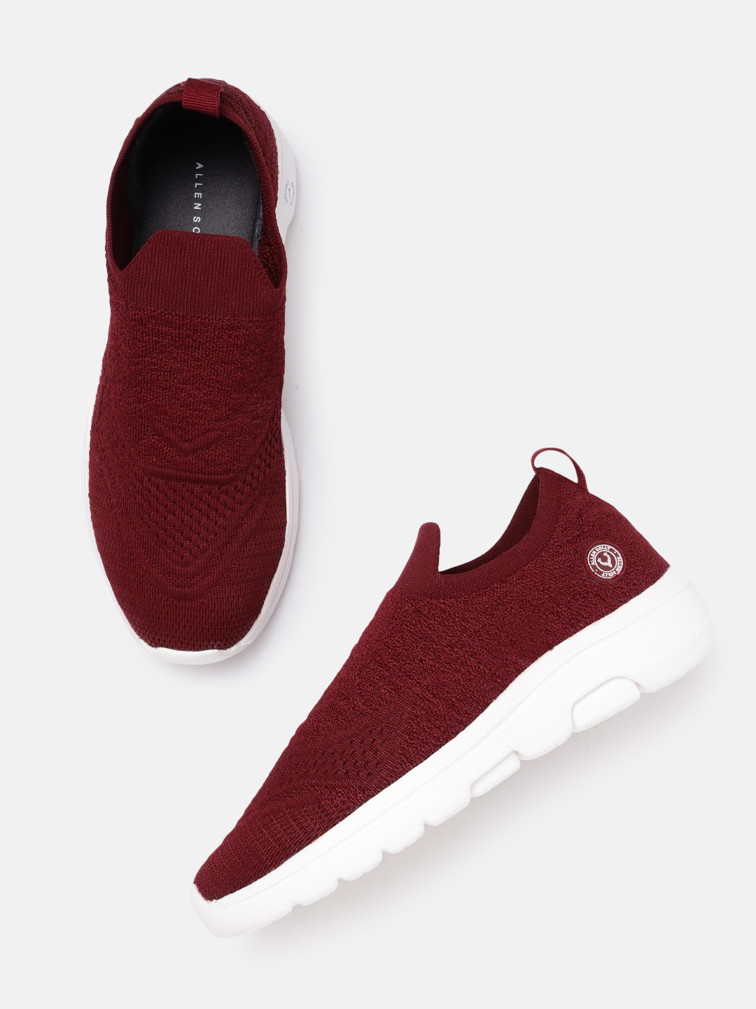 Buy Allen Solly Women Burgundy Woven Design Slip On Sneakers Casual