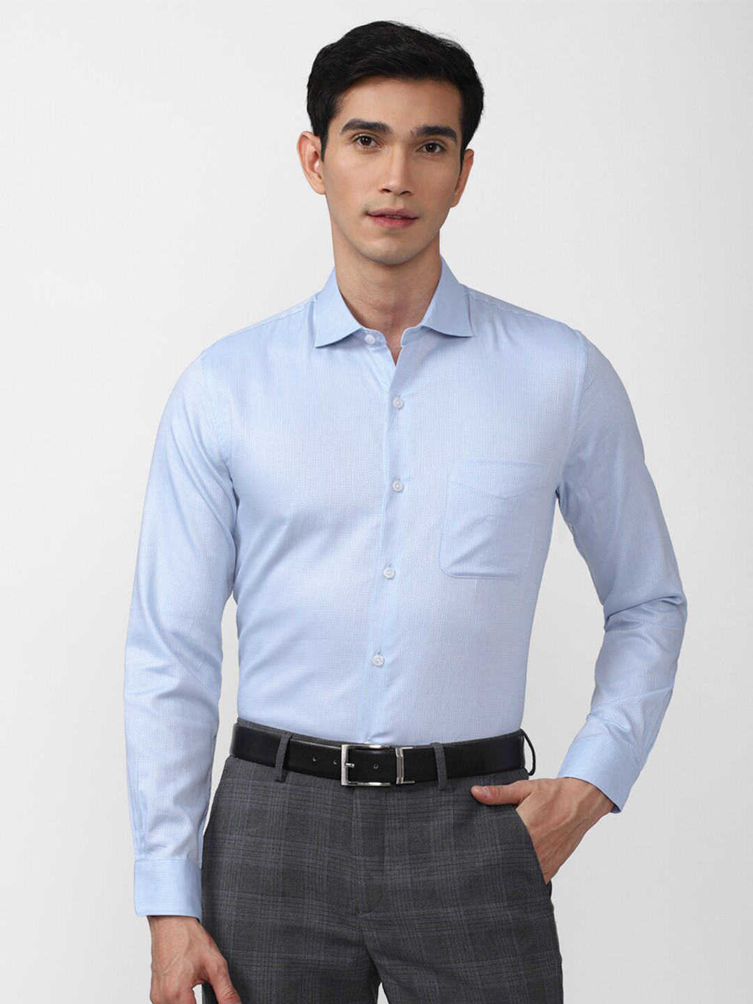 Buy Peter England Elite Men Blue Slim Fit Shirt - Shirts for Men ...