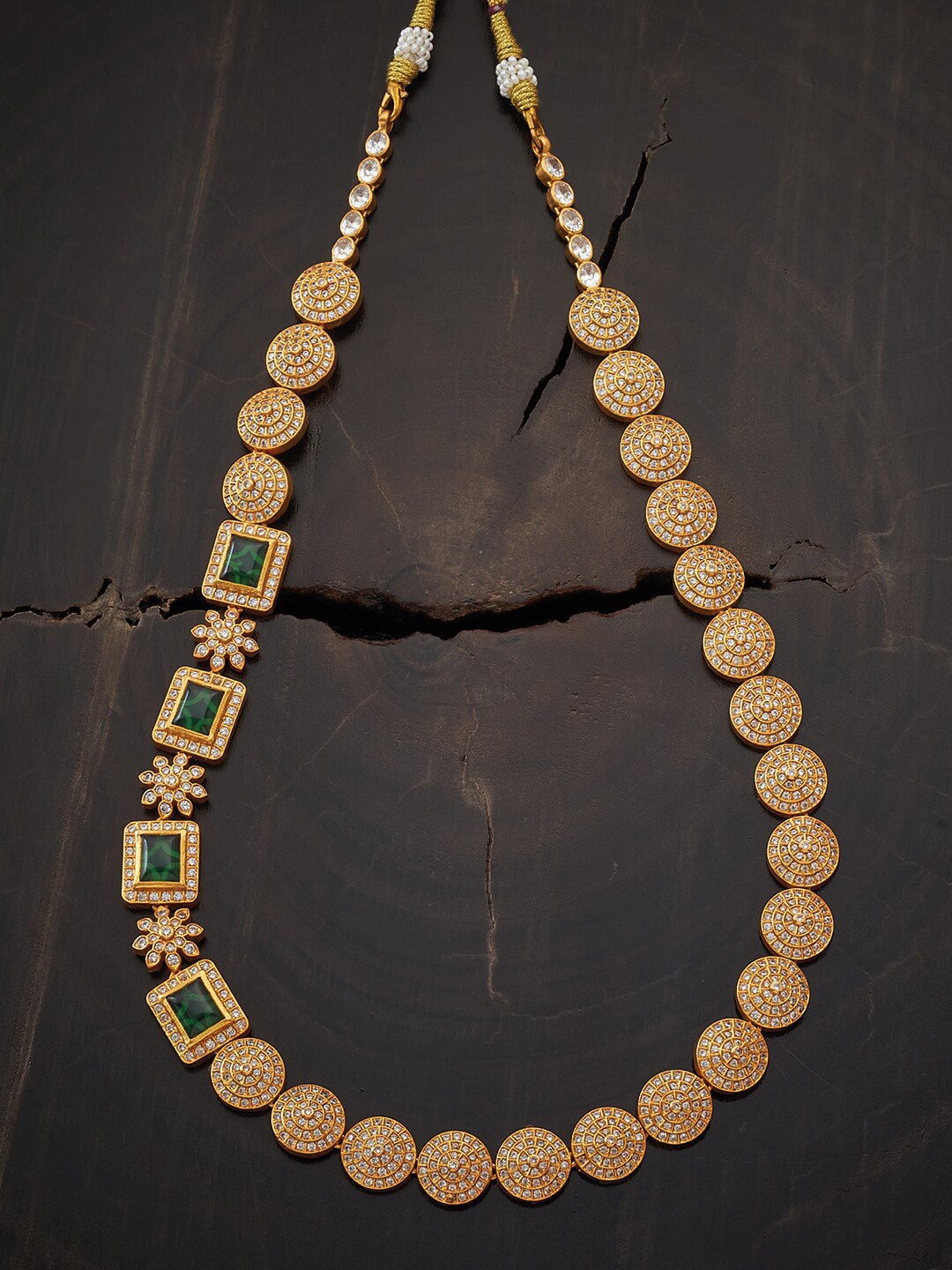 Buy Kushals Fashion Jewellery 92.5 Silver Gold Toned Red Stone Studded