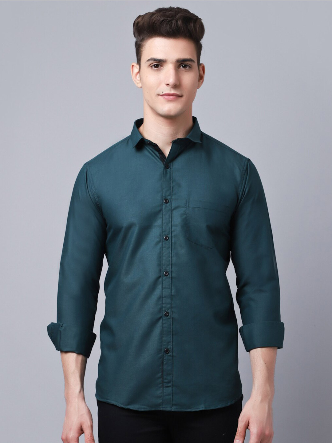 Buy Majestic Man Men Green Solid Slim Fit Casual Shirt Shirts for Men