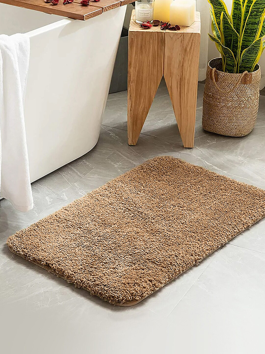 Buy Nautica Brown Solid 2800 GSM Anti Slip Bath Rug Bath Rugs for