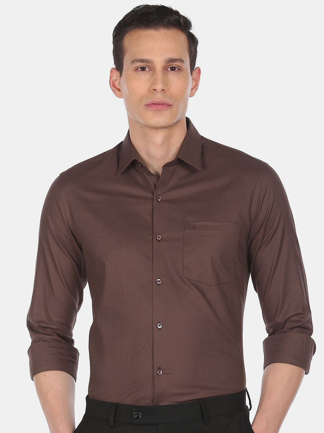 Brown Men'S Cotton Printed Formal Shirt'S
