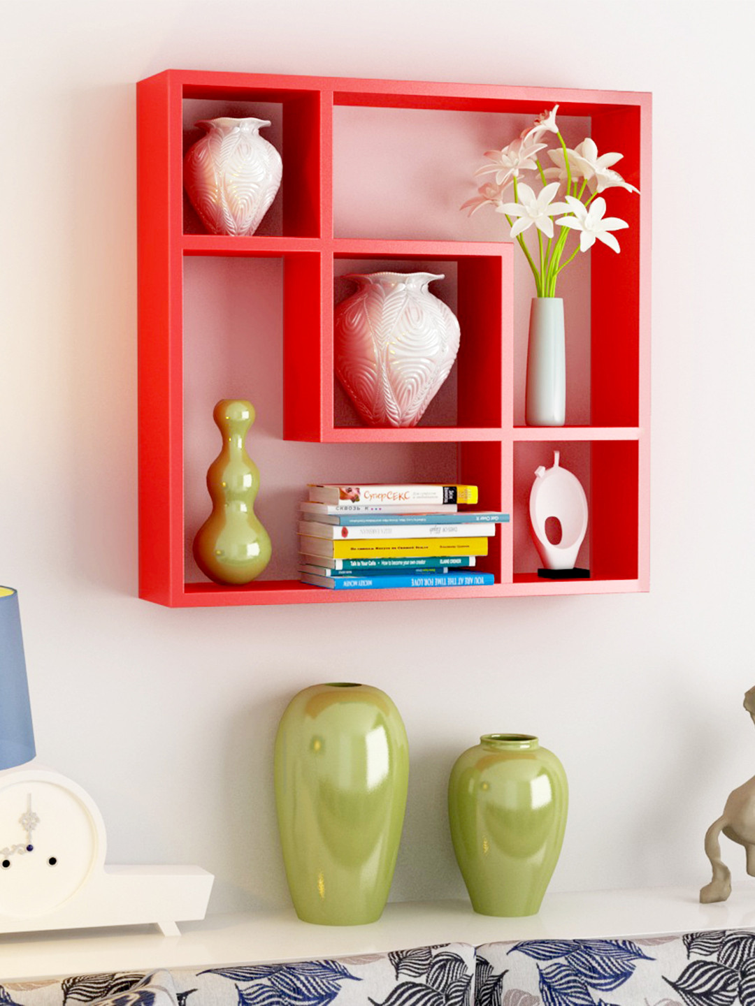 Buy Home Sparkle Red Square Wall Shelf Wall Shelves for Unisex