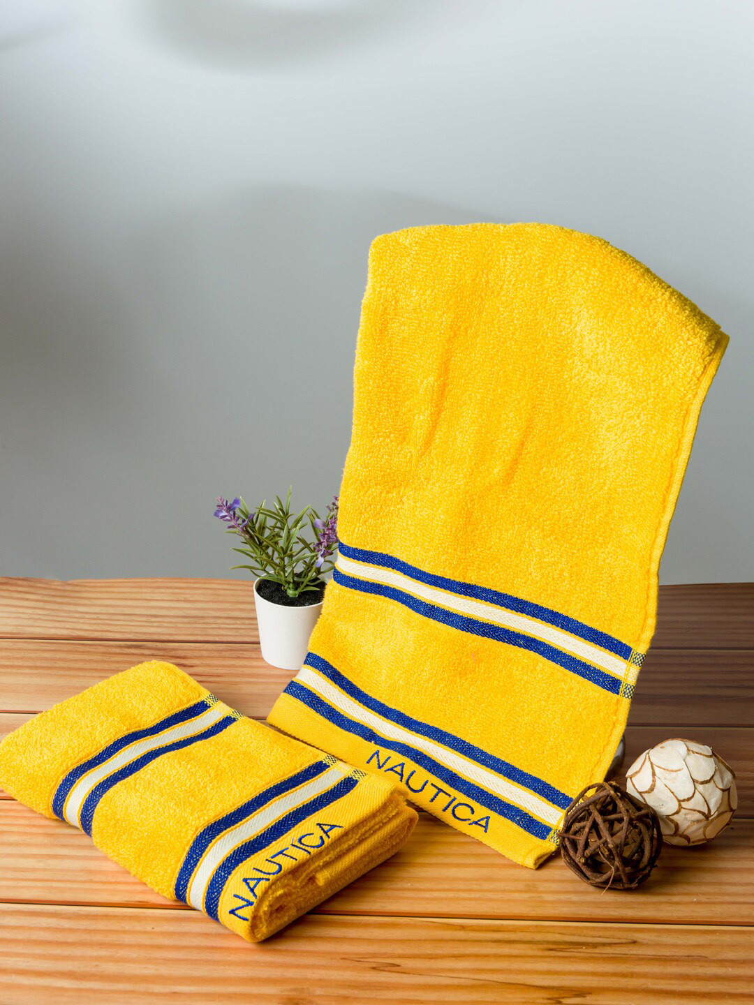Buy Nautica Set Of 2 Solid 500 GSM Pure Cotton Hand Towels Set Hand