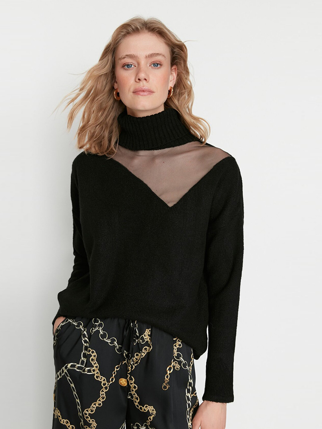 Style & Co Women's Ombre Long Sleeve Turtle Neck Blouse Sweater Black Size Petite Small main image 1