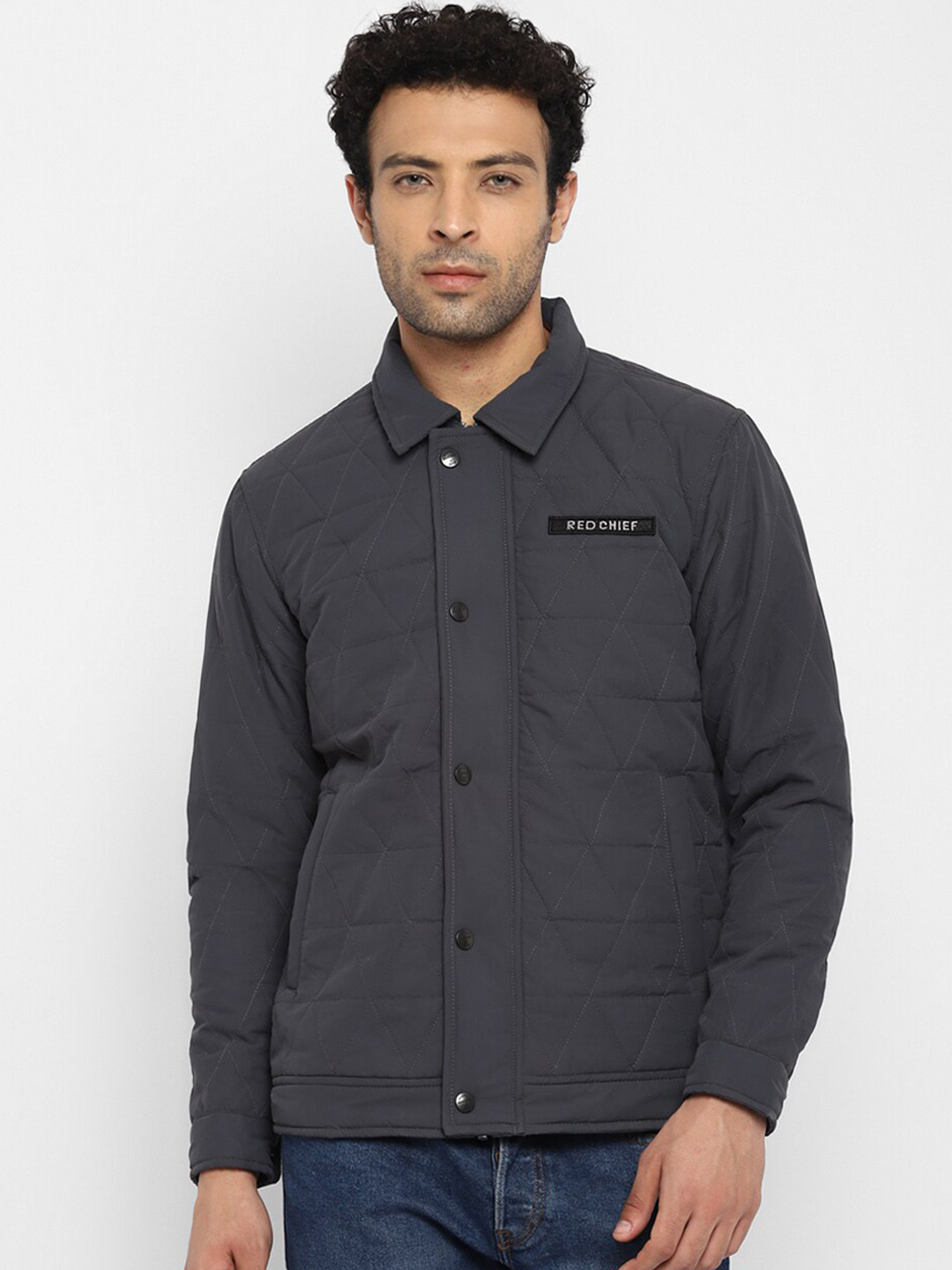 Buy Red Chief Men Grey Solid Regular Fit Polyester Casual Jacket