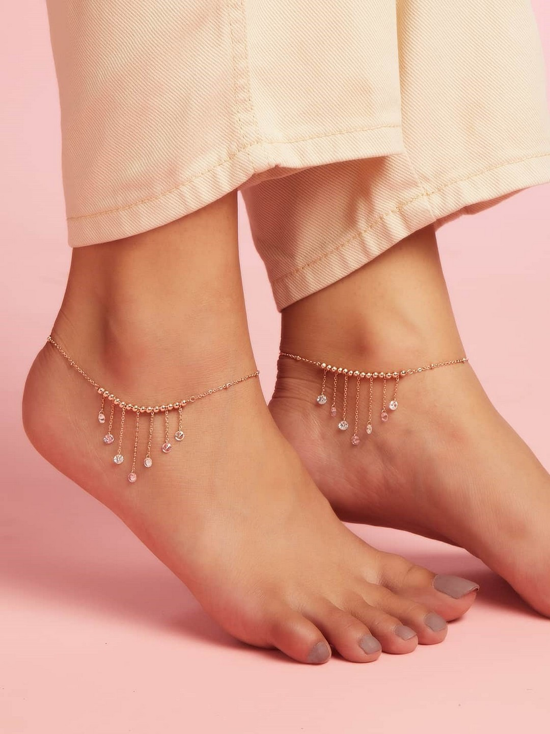 Buy Zavya Set Of 2 925 Sterling Silver Anklets Anklet for Women
