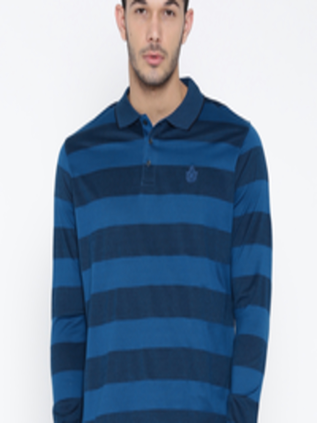 Buy Blackberrys Men Blue Striped Polo Pure Cotton T Shirt - Tshirts for ...