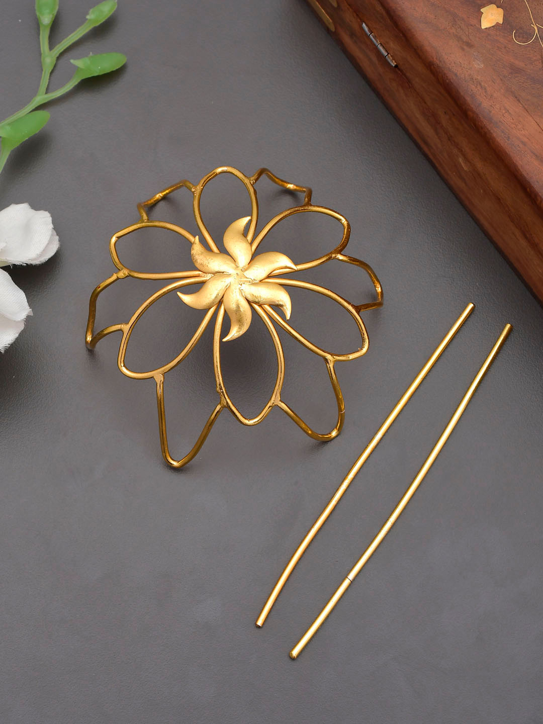 Amfyn Women's Gold Plated Hair Brooch Bun Hair Accessories (Multicolor) main image 1